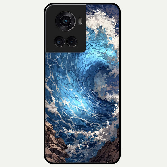  Giant Ocean Wave Glass Case For OnePlus 10R back cover – full design glossy printed glass finish