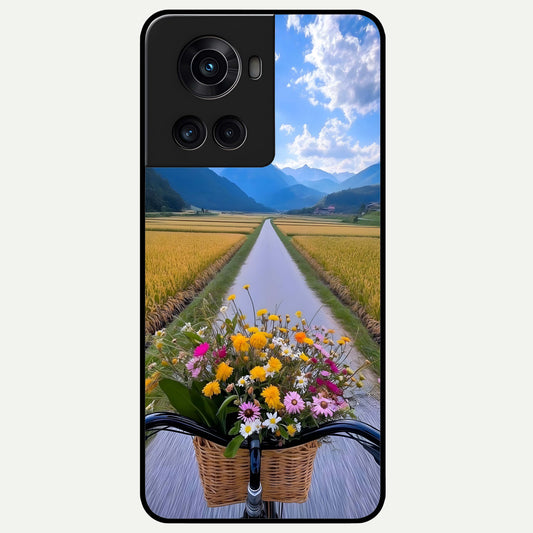  Golden Field Journey Glass Case For OnePlus 10R back cover – full design glossy printed glass finish