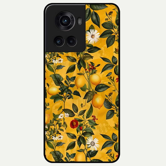  Golden Lemon Field Glass Case For OnePlus 10R back cover – full design glossy printed glass finish