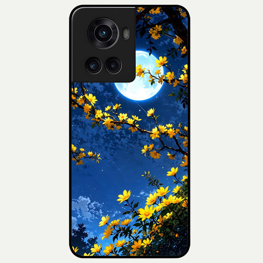  Golden Night Glow Glass Case For OnePlus 10R back cover – full design glossy printed glass finish