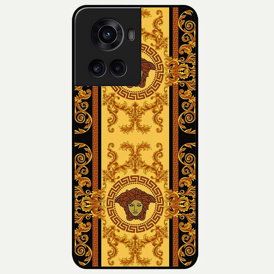  Golden Royal Heritage Glass Case For OnePlus 10R back cover – full design glossy printed glass finish