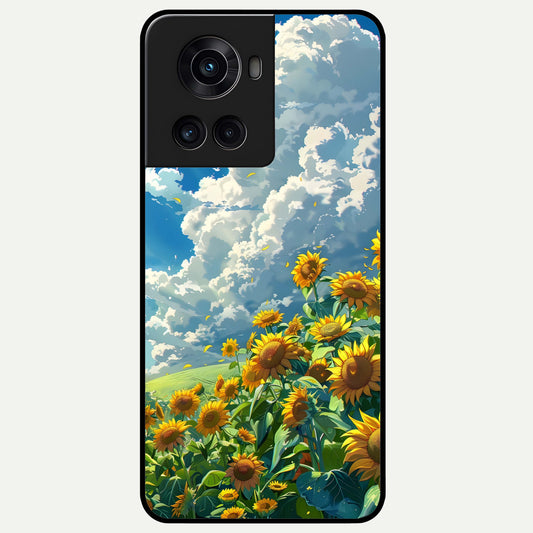  Golden Sun Glory Glass Case For OnePlus 10R back cover – full design glossy printed glass finish