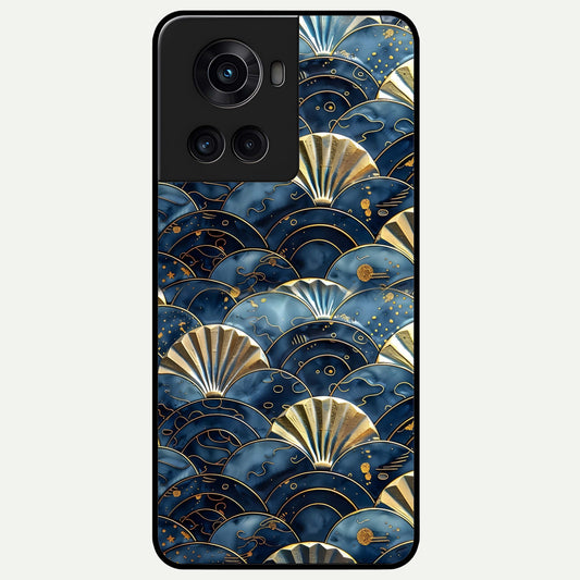  Golden Wave Luxe Glass Case For OnePlus 10R back cover – full design glossy printed glass finish