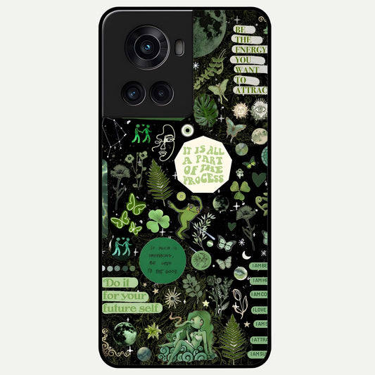  Green Mandala Pattern Glass Case For OnePlus 10R back cover – full design glossy printed glass finish