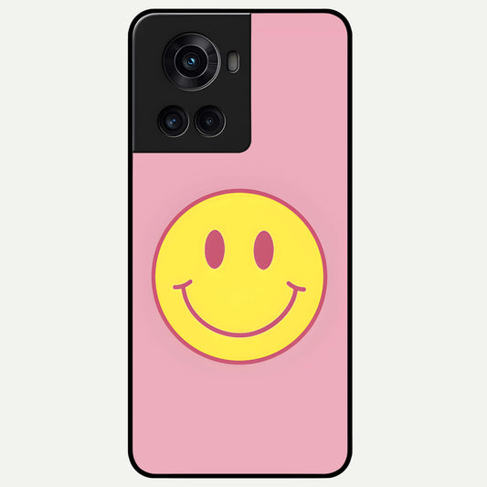  Happy Pink Mood Glass Case For OnePlus 10R back cover – full design glossy printed glass finish