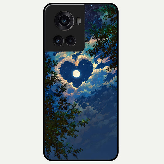  Heart With Moon Sky Glass Case For OnePlus 10R back cover – full design glossy printed glass finish