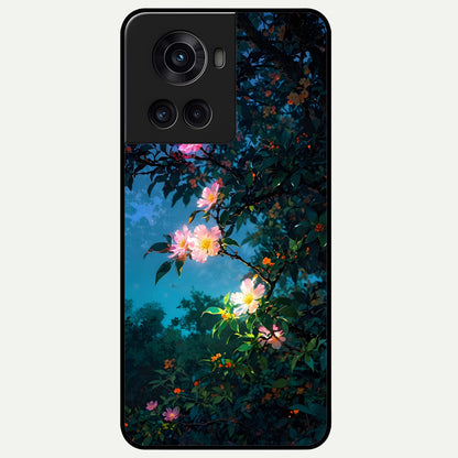  Midnight Bloom Glow Glass Case For OnePlus 10R back cover – full design glossy printed glass finish