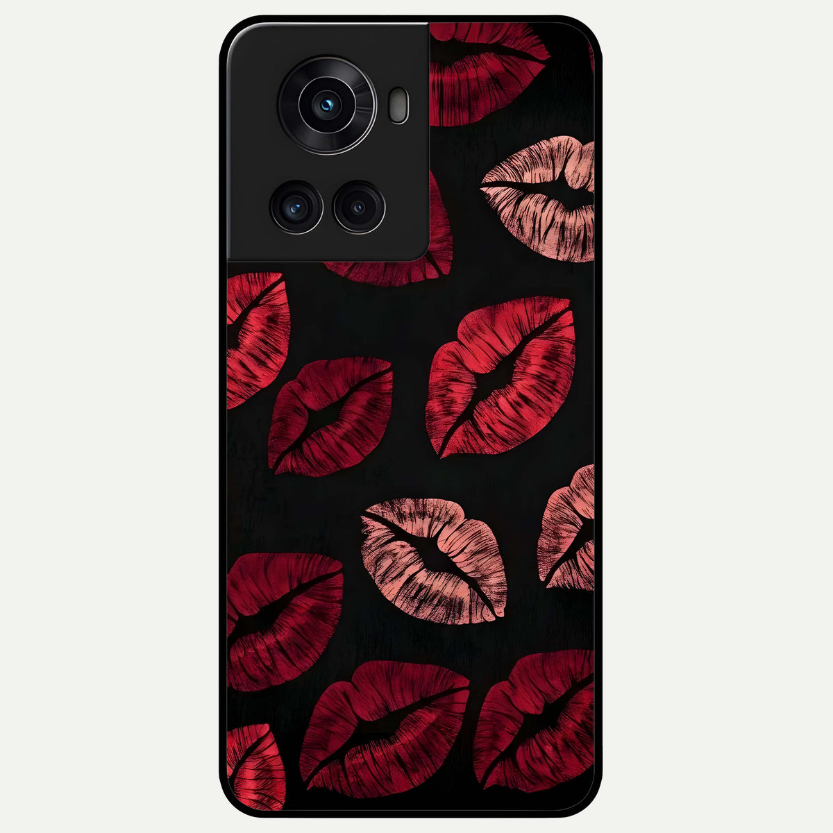  Midnight Kiss Love Glass Case For OnePlus 10R back cover – full design glossy printed glass finish