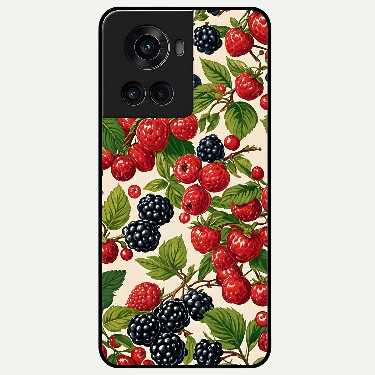  Mixed Berry Collage Glass Case For OnePlus 10R back cover – full design glossy printed glass finish