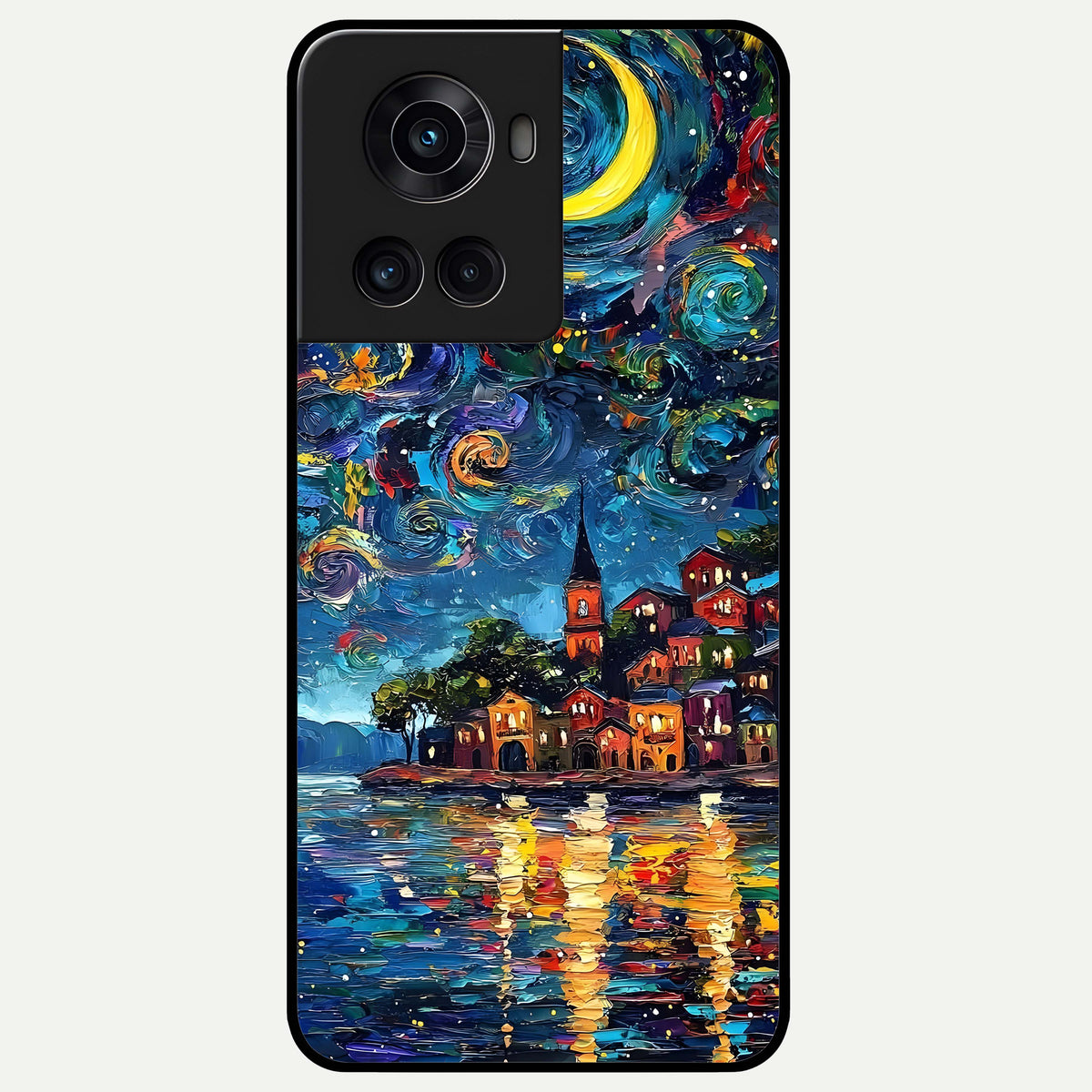 Moonlight Harbor Glow Glass Case For OnePlus 10R back cover – full design glossy printed glass finish