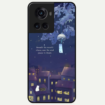 Moonlit Cat Silence Glass Case For OnePlus 10R back cover – full design glossy printed glass finish