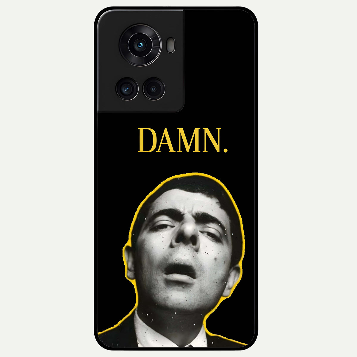  Mr Bean Damn Glass Case For OnePlus 10R back cover – full design glossy printed glass finish