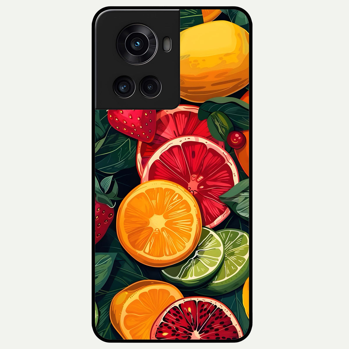  Multiple Fruits Glass Case For OnePlus 10R back cover – full design glossy printed glass finish