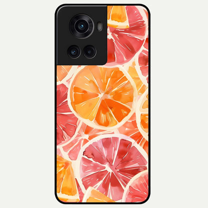  Orange Fruits Pattern Glass Case For OnePlus 10R back cover – full design glossy printed glass finish