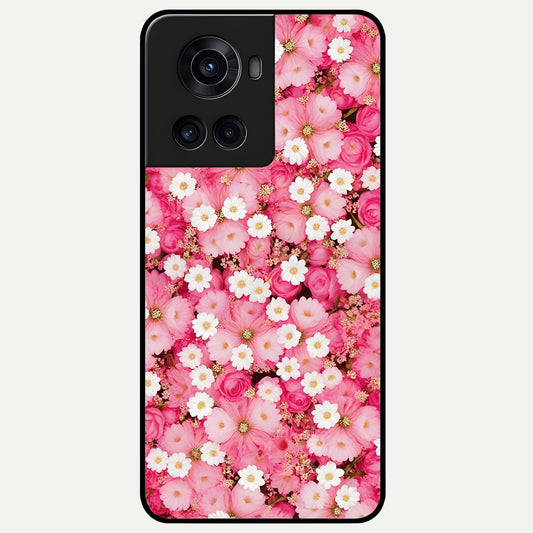  Pink Daisy Bliss Glass Case For OnePlus 10R back cover – full design glossy printed glass finish