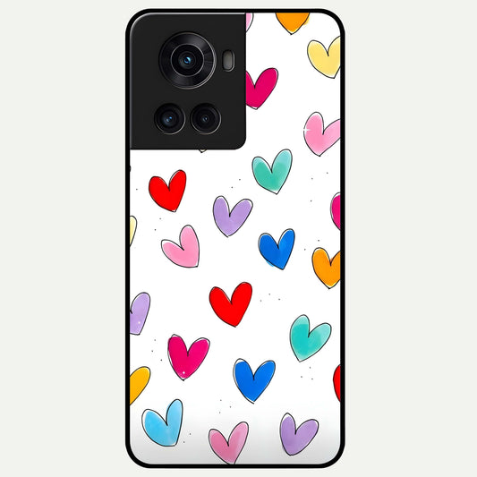  Playful Love Doodles Glass Case For OnePlus 10R back cover – full design glossy printed glass finish