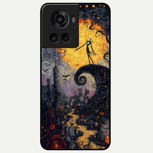  Pumpkin Moonlight Tale Glass Case For OnePlus 10R back cover – full design glossy printed glass finish