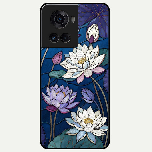  Purple Lotus Stained Glass Case For OnePlus 10R back cover – full design glossy printed glass finish