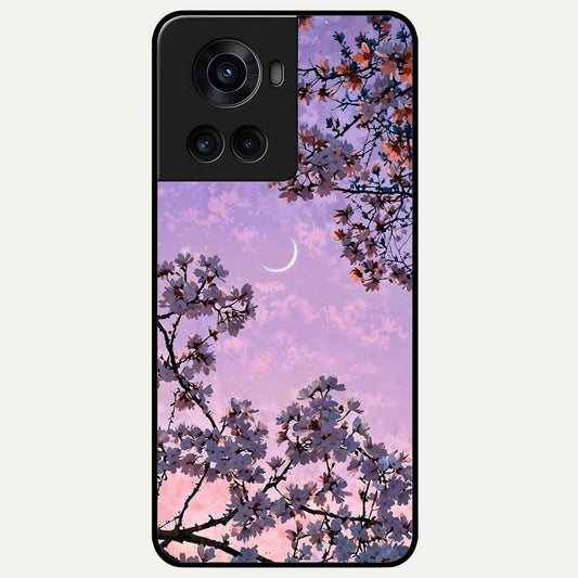  Purple Serenity Moon Glass Case For OnePlus 10R back cover – full design glossy printed glass finish