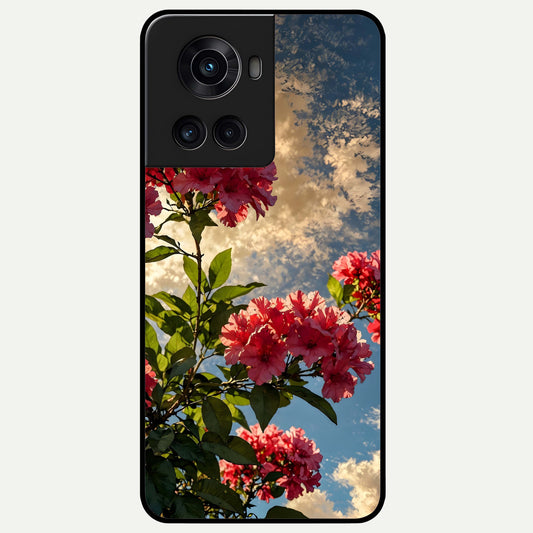 Red Bloom Skies Glass Case For OnePlus 10R back cover – full design glossy printed glass finish