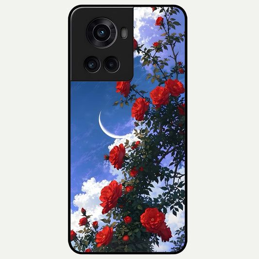  Rose Drift Flowers Glass Case For OnePlus 10R back cover – full design glossy printed glass finish