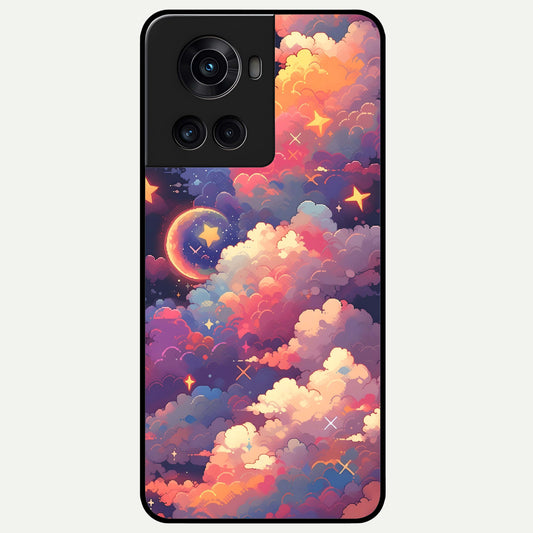  Starlit Dream Clouds Glass Case For OnePlus 10R back cover – full design glossy printed glass finish