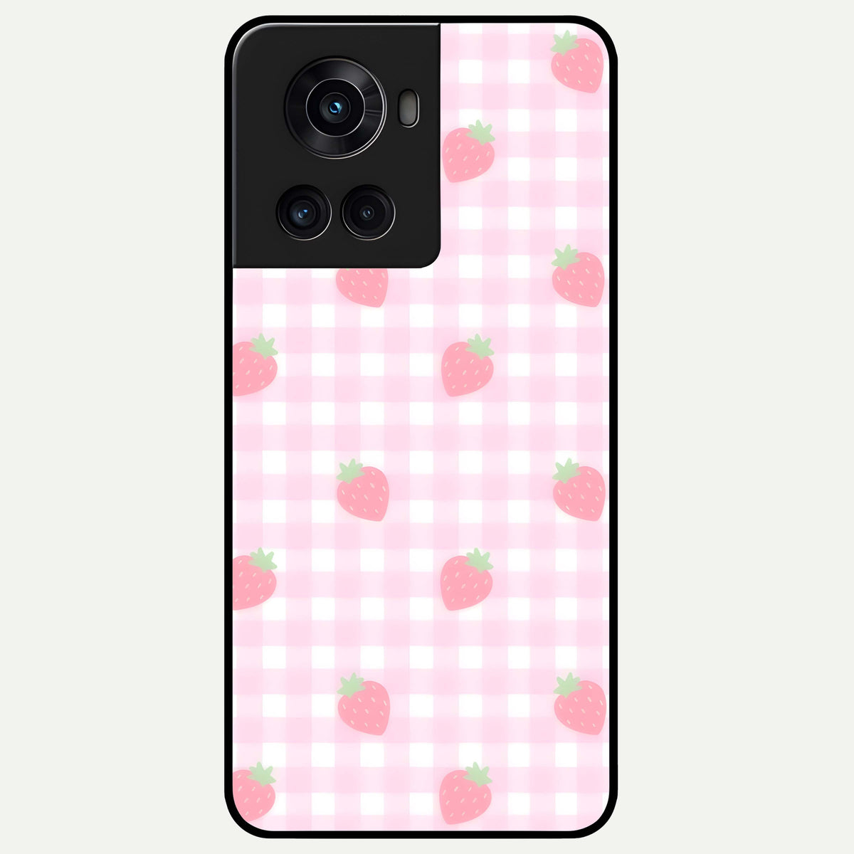  Strawberry Picnic Love Glass Case For OnePlus 10R back cover – full design glossy printed glass finish