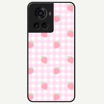  Strawberry Picnic Love Glass Case For OnePlus 10R back cover – full design glossy printed glass finish
