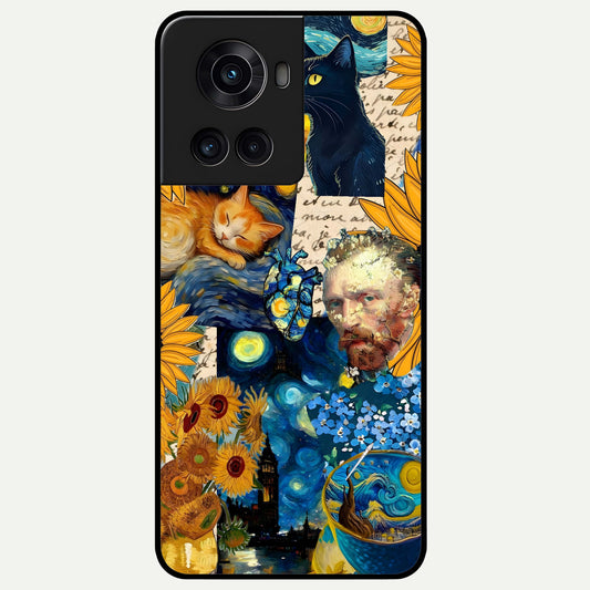  Sunflower Chic Mood Custom Name Glass Case For OnePlus 10R back cover – full design glossy printed glass finish