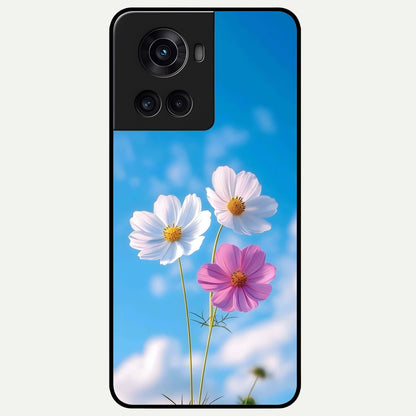  Tripple Flowers With Sky Glass Case For OnePlus 10R back cover – full design glossy printed glass finish