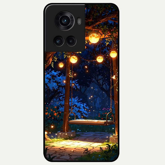  Twilight Garden Swing Glass Case For OnePlus 10R back cover – full design glossy printed glass finish