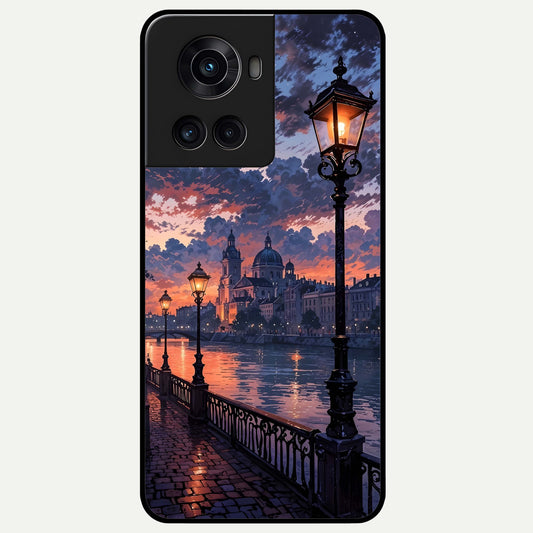  Twilight River Lights Glass Case For OnePlus 10R back cover – full design glossy printed glass finish
