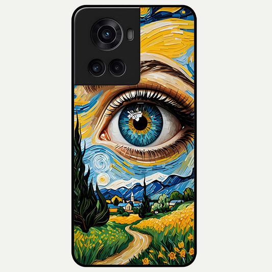  Van Gogh Eye Glass Case For OnePlus 10R back cover – full design glossy printed glass finish