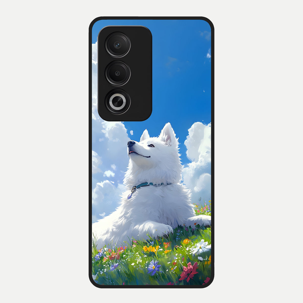  Blissful Cloud Pup Glass Case For Oppo A3 Pro 5G back cover – full design glossy printed glass finish