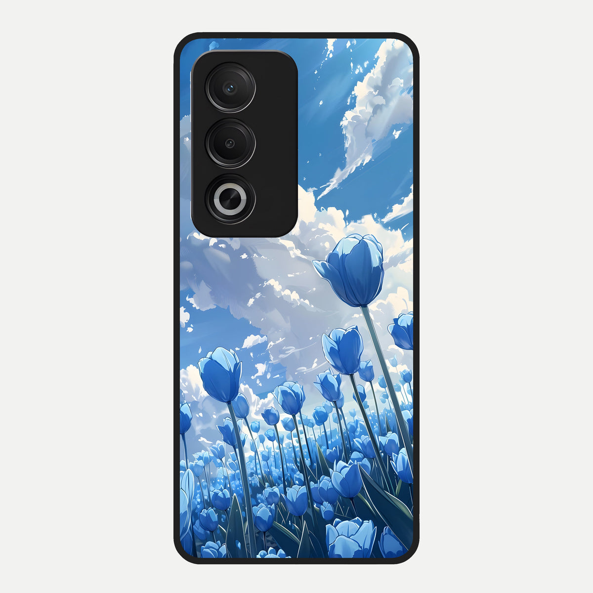  Blue Tulip Clouds Glass Case For Oppo A3 Pro 5G back cover – full design glossy printed glass finish