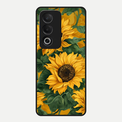  Bright Sunflower Bloom Glass Case For Oppo A3 Pro 5G back cover – full design glossy printed glass finish