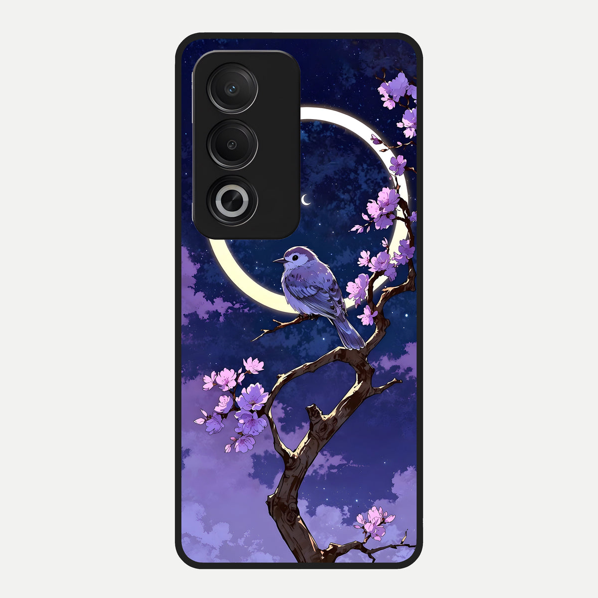  Celestial Bird Blossom Glass Case For Oppo A3 Pro 5G back cover – full design glossy printed glass finish