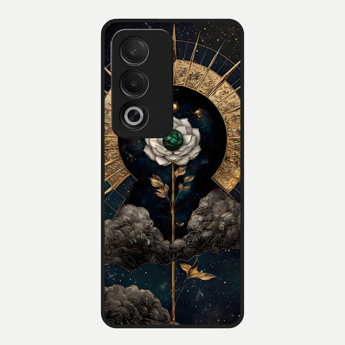  Celestial Lotus Morang Glass Case For Oppo A3 Pro 5G back cover – full design glossy printed glass finish