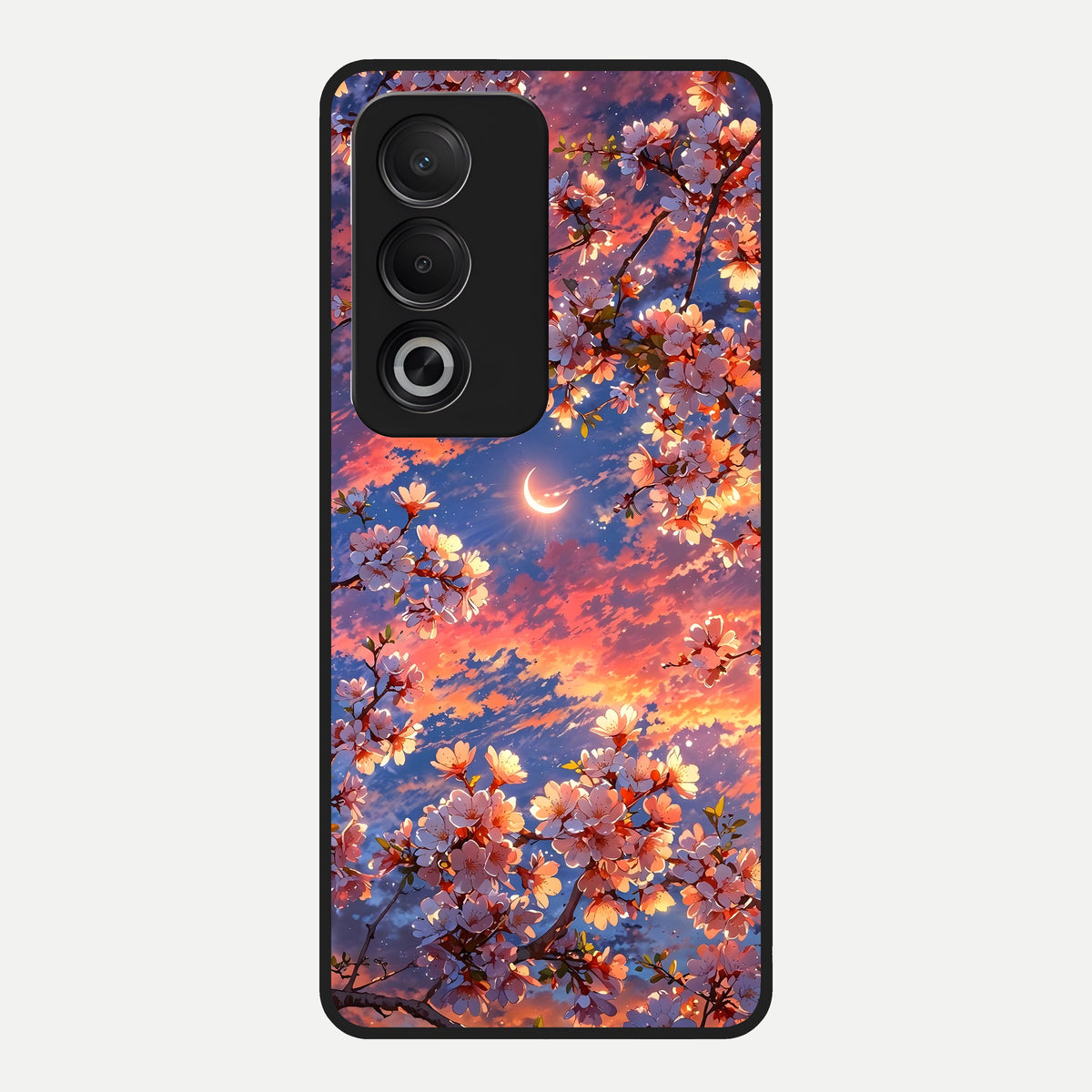  Celestial Sakura Sunset Glass Case For Oppo A3 Pro 5G back cover – full design glossy printed glass finish