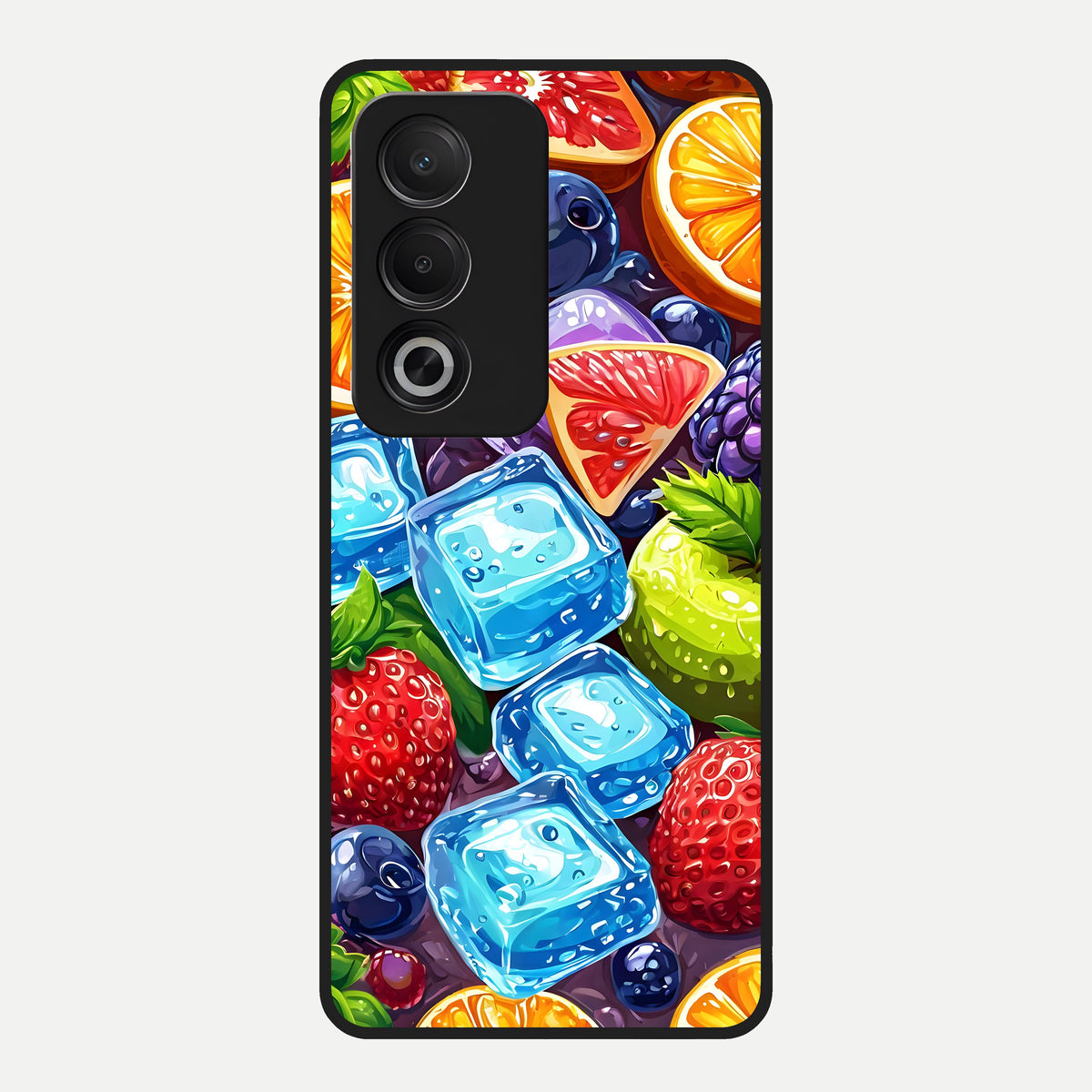  Colorful Fruits with Ice Glass Case For Oppo A3 Pro 5G back cover – full design glossy printed glass finish