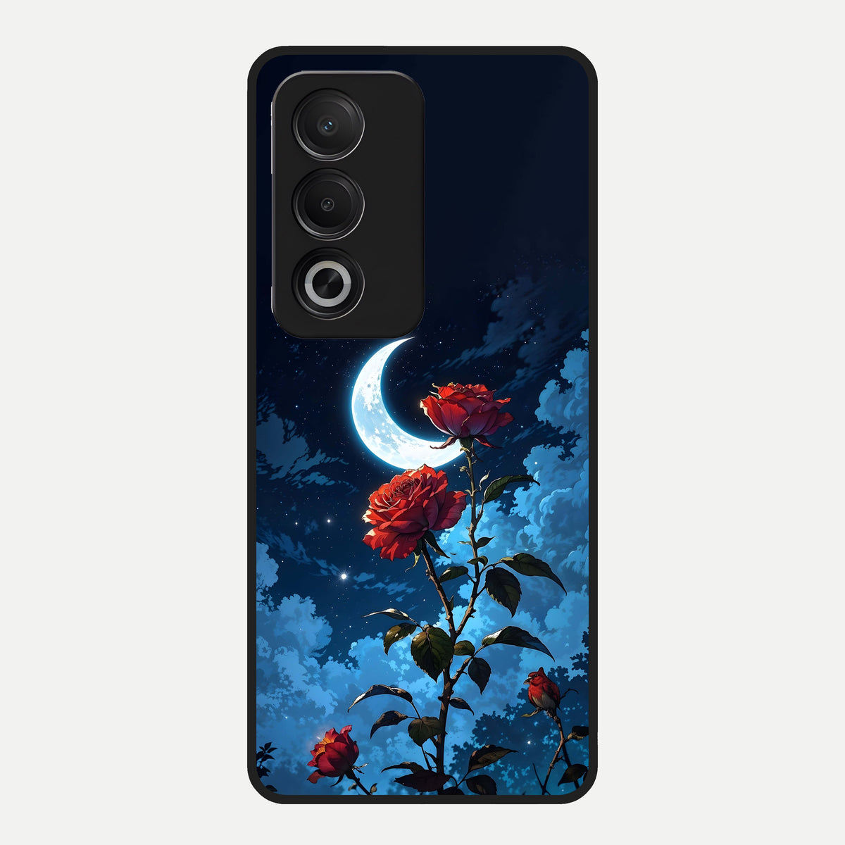  Crimson Rose Moon Glass Case For Oppo A3 Pro 5G back cover – full design glossy printed glass finish