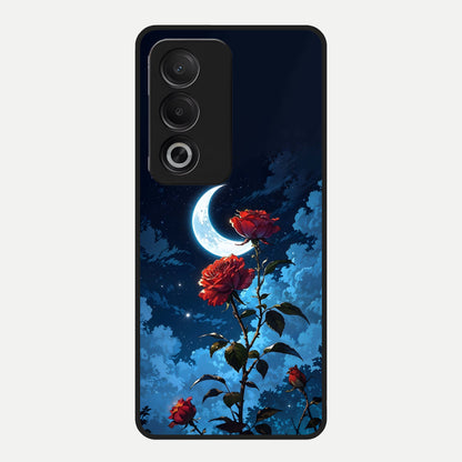  Crimson Rose Moon Glass Case For Oppo A3 Pro 5G back cover – full design glossy printed glass finish