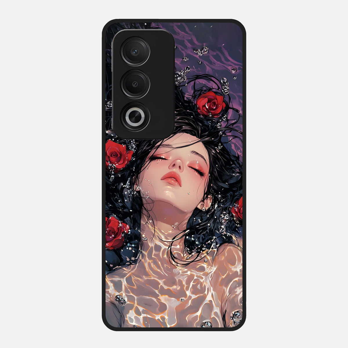  Crimson Rose Serenity Glass Case For Oppo A3 Pro 5G back cover – full design glossy printed glass finish