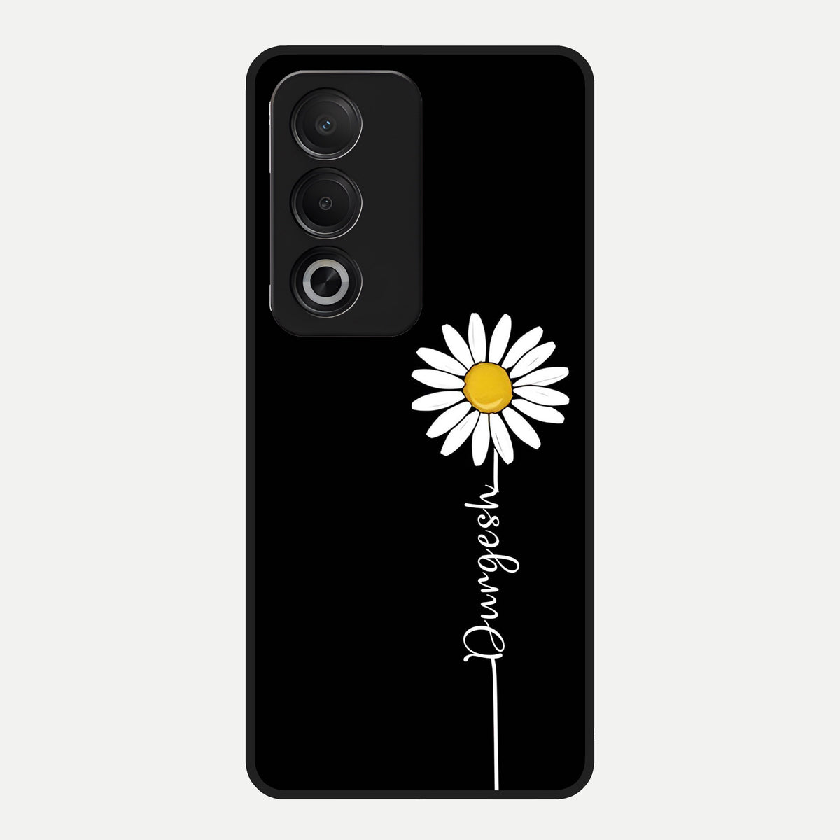  Custom Name White Flower Glass Case For Oppo A3 Pro 5G back cover – full design glossy printed glass finish