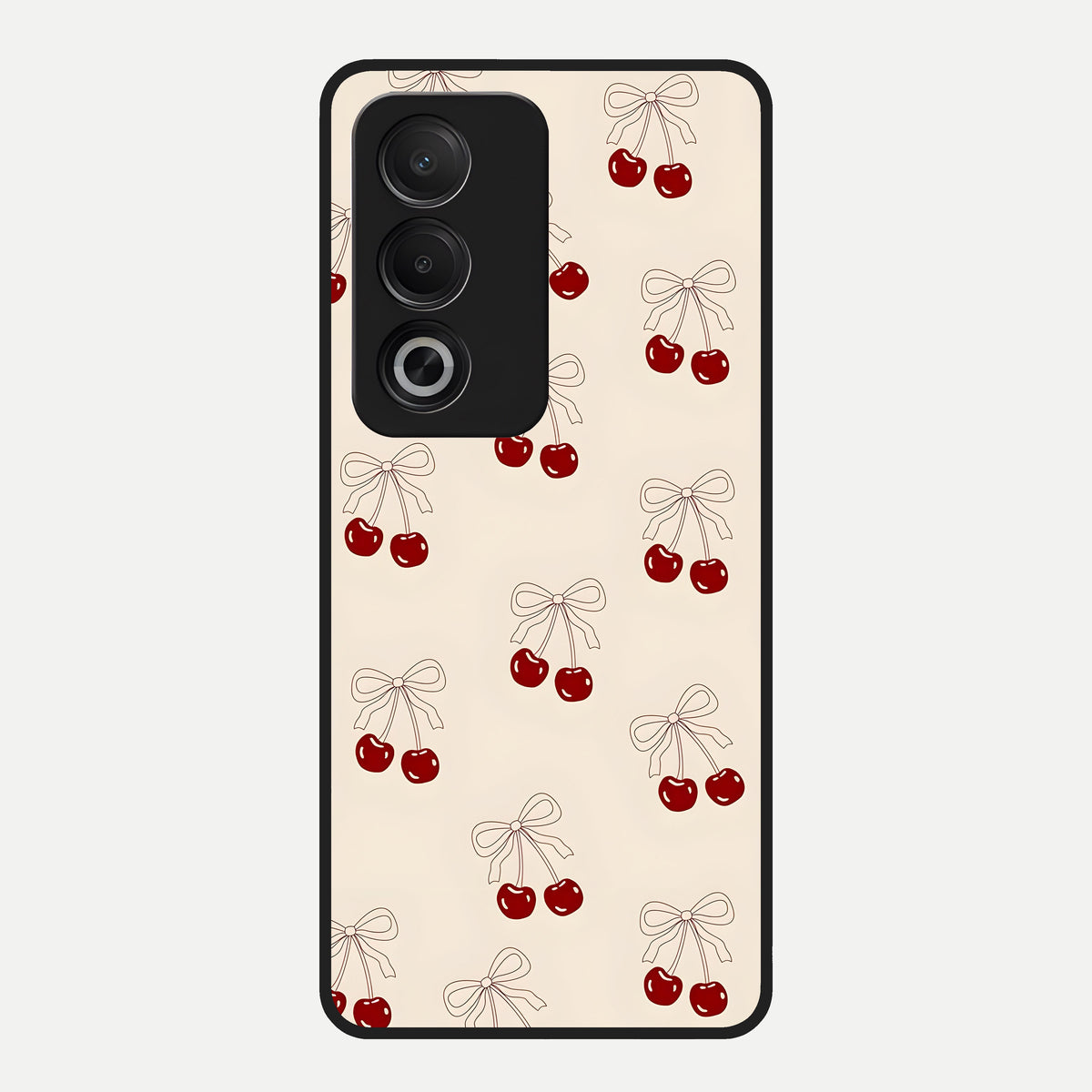  Cute Cherry Pattern Glass Case For Oppo A3 Pro 5G back cover – full design glossy printed glass finish