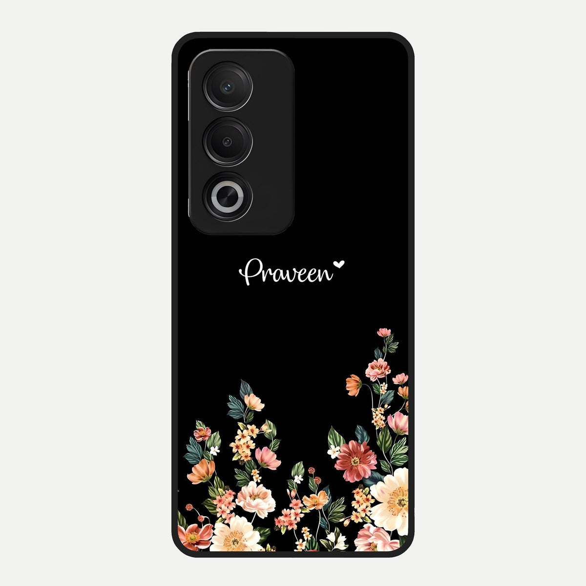  Floral Design Personalized Custom Name Glass Case For Oppo A3 Pro 5G back cover – full design glossy printed glass finish