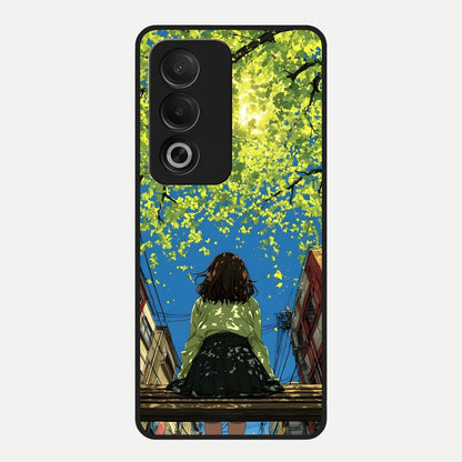  Golden Leaves Glow Glass Case For Oppo A3 Pro 5G back cover – full design glossy printed glass finish