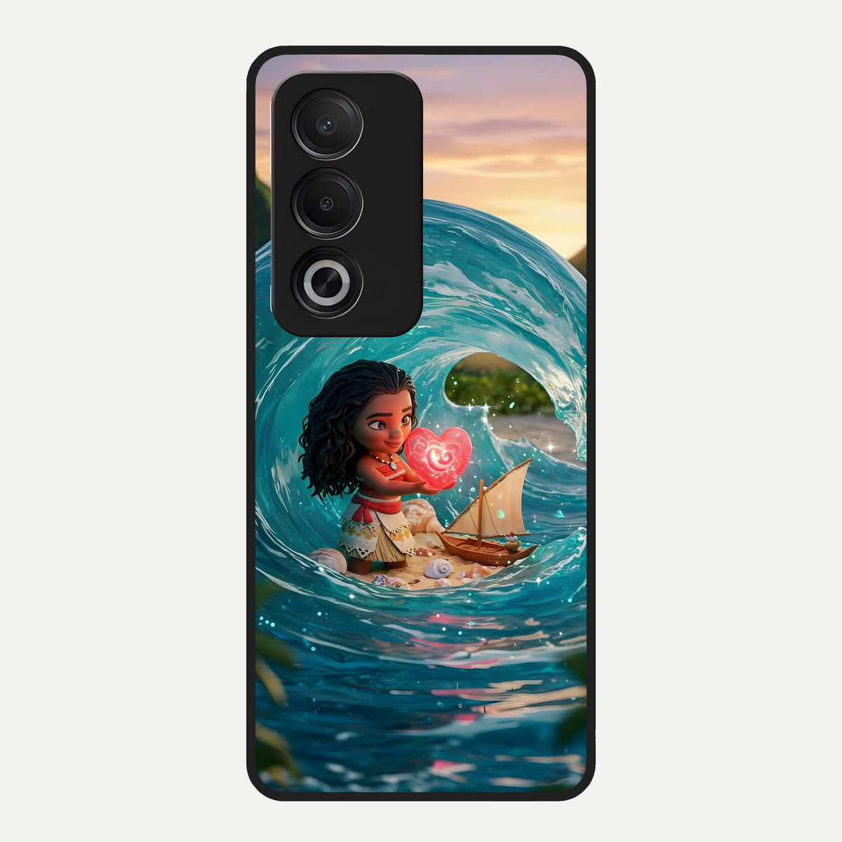  Heart of Ocean Glass Case For Oppo A3 Pro 5G back cover – full design glossy printed glass finish