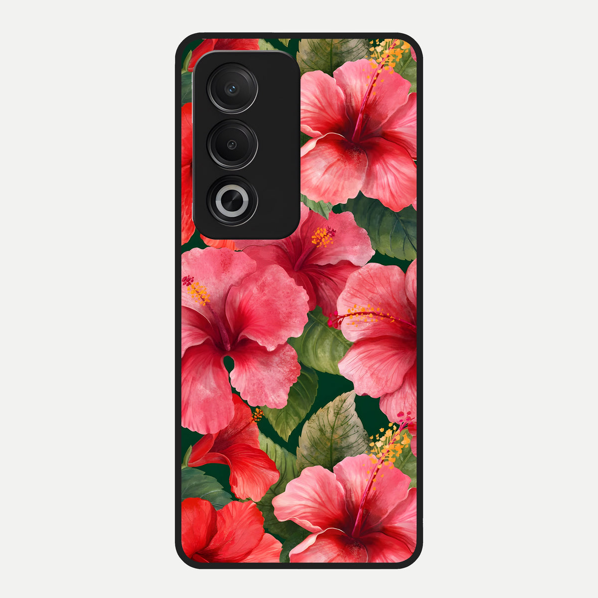  Hibiscus Pattern Glass Case For Oppo A3 Pro 5G back cover – full design glossy printed glass finish