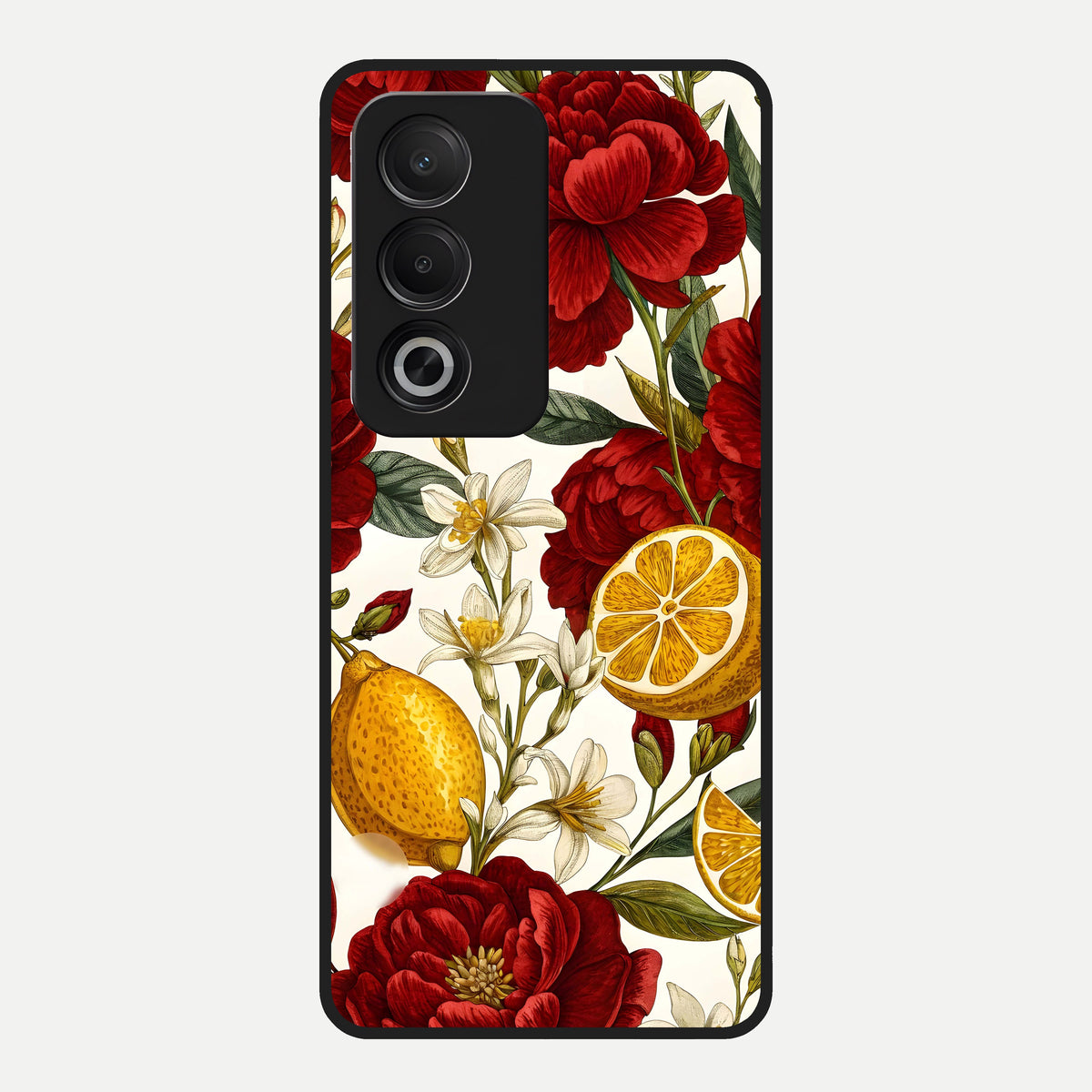  Lemon Rose Charm Glass Case For Oppo A3 Pro 5G back cover – full design glossy printed glass finish